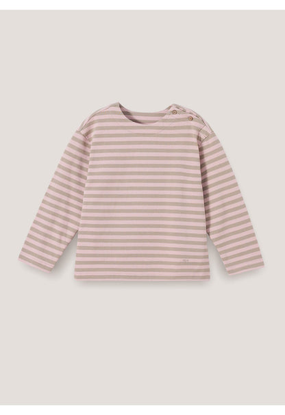 ボーダー長袖Tシャツ（ピンク×ラベンダー）平置き