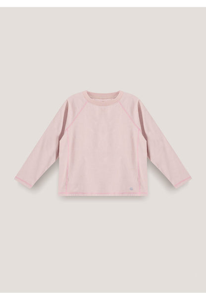 キッズ用長袖Tシャツ、配色ラグラン（ライトピンク系×同系の切替）