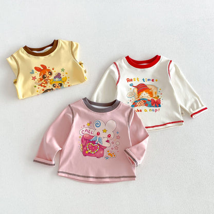 キッズ キャラクタープリント 半袖Tシャツ3枚（イエロー/ホワイト/ピンク）