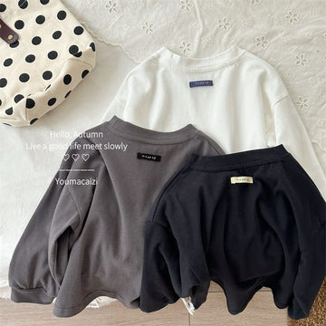 キッズ ワンポイントタグ ルーズ 長袖Tシャツ【mh0014163】 youmacaizi 長袖Tシャツ