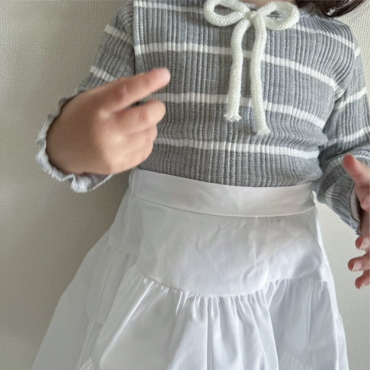 ベビー ボーダー リボン 長袖Tシャツ フレアパンツ【mh0014396】 BBAMMA 長袖セットアップ