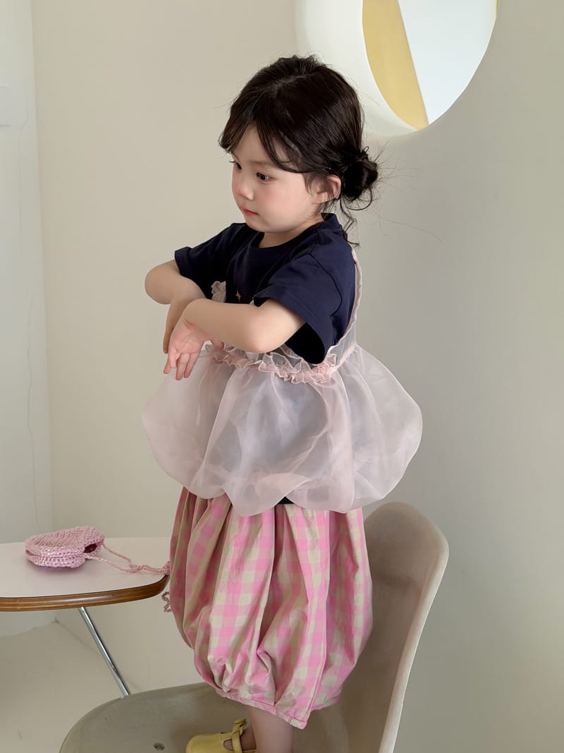 T-shirt & Tulle Tunic & Pants Set イラスト Tシャツ チュチュ チュニック パンツ【mh0012761】 MaiTianJi 半袖セットアップ