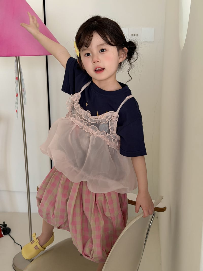T-shirt & Tulle Tunic & Pants Set イラスト Tシャツ チュチュ チュニック パンツ【mh0012761】 MaiTianJi 半袖セットアップ