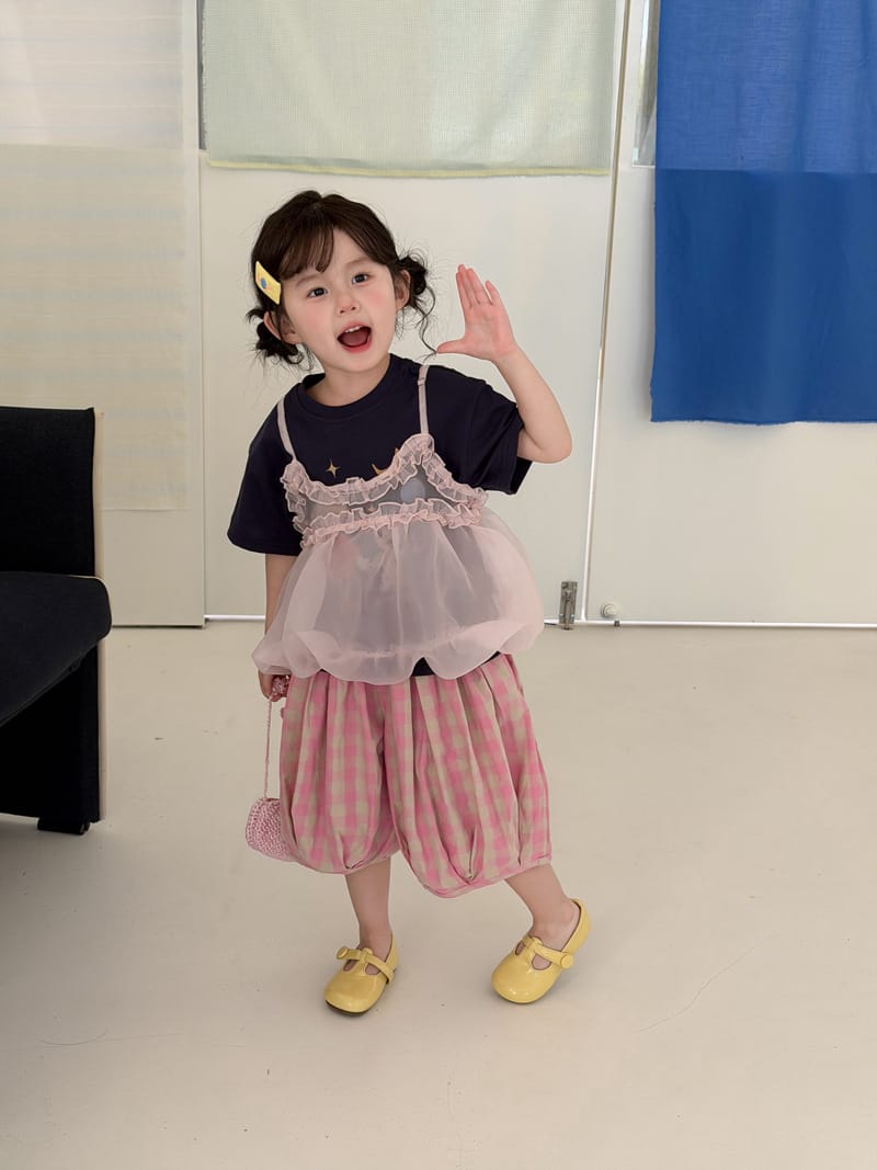 T-shirt & Tulle Tunic & Pants Set イラスト Tシャツ チュチュ チュニック パンツ【mh0012761】 MaiTianJi 半袖セットアップ