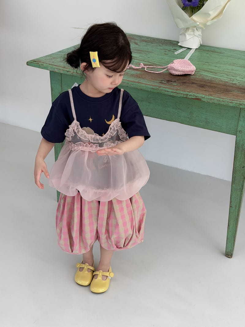 T-shirt & Tulle Tunic & Pants Set イラスト Tシャツ チュチュ チュニック パンツ【mh0012761】 MaiTianJi 半袖セットアップ