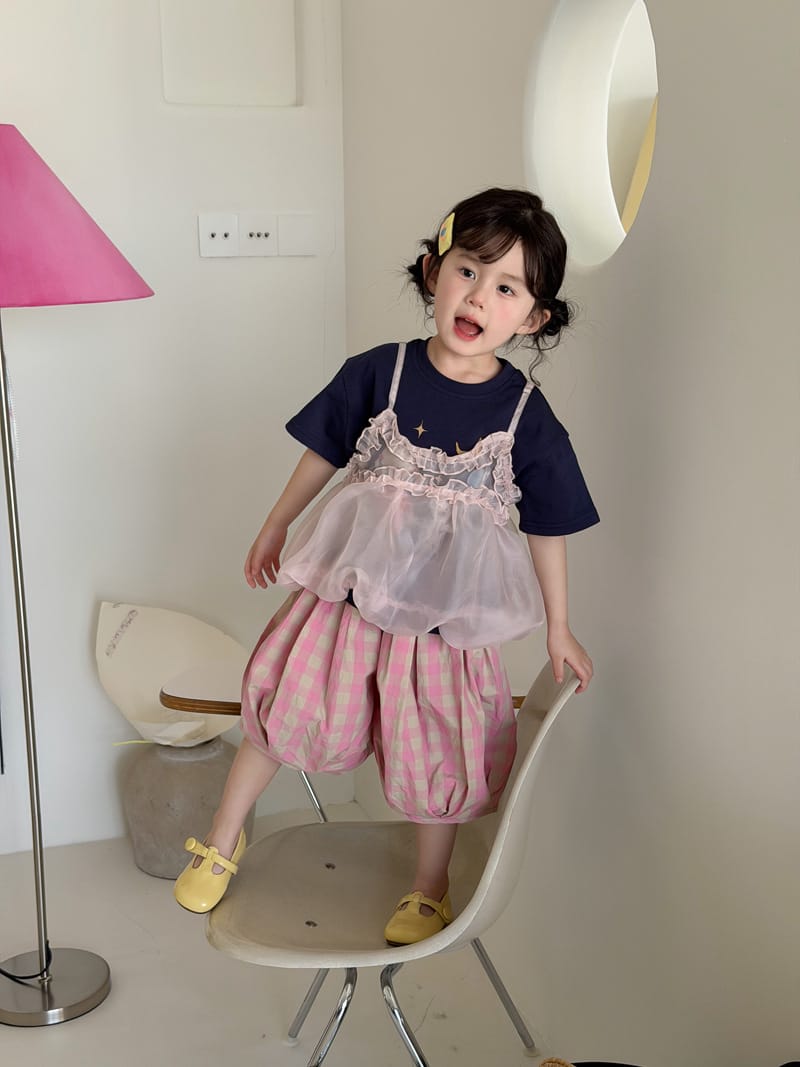 T-shirt & Tulle Tunic & Pants Set イラスト Tシャツ チュチュ チュニック パンツ【mh0012761】 MaiTianJi 半袖セットアップ