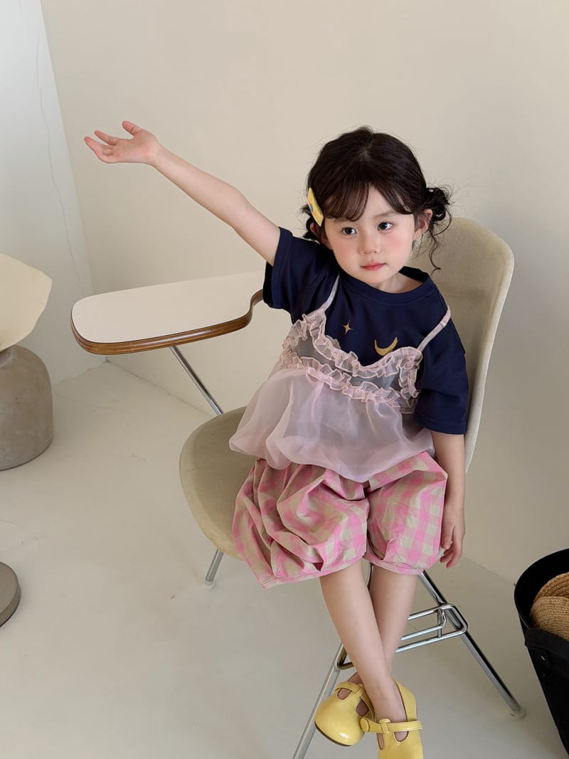 T-shirt & Tulle Tunic & Pants Set イラスト Tシャツ チュチュ チュニック パンツ【mh0012761】 MaiTianJi 半袖セットアップ