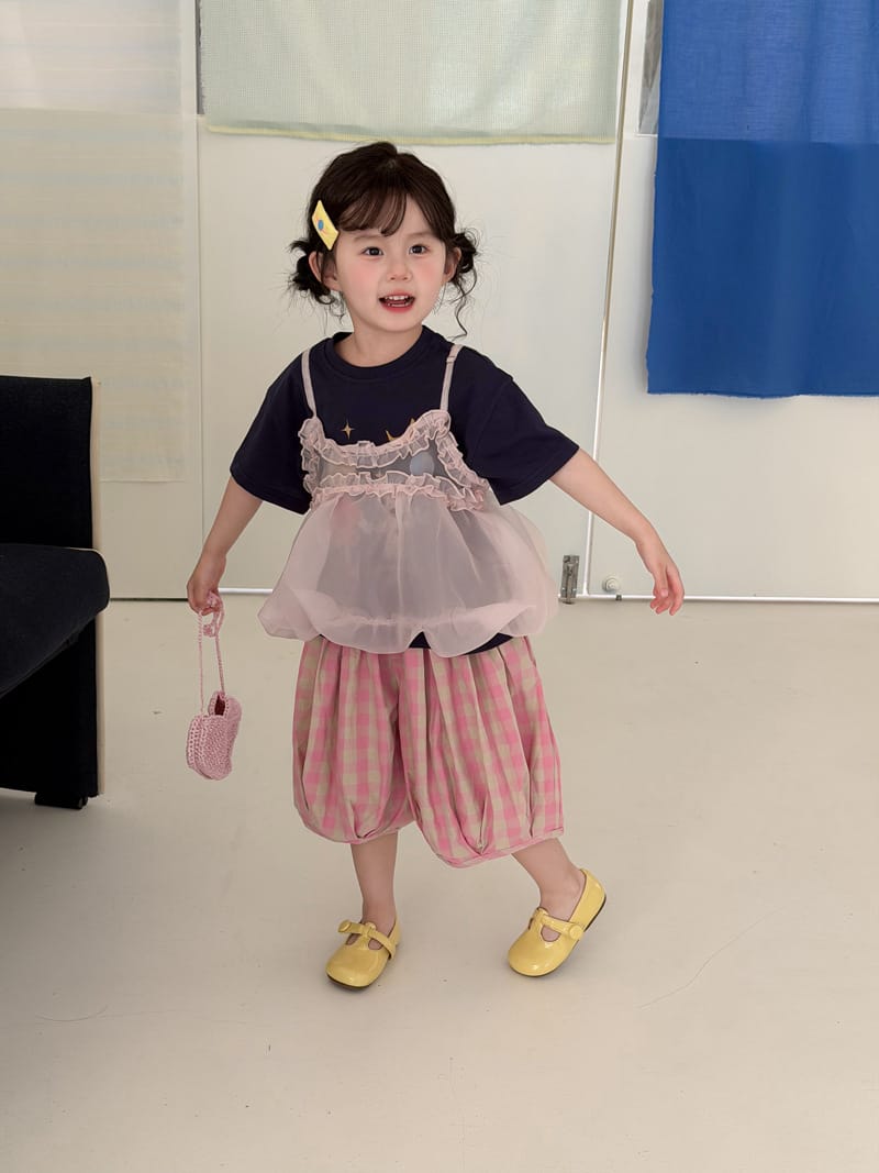 T-shirt & Tulle Tunic & Pants Set イラスト Tシャツ チュチュ チュニック パンツ【mh0012761】 MaiTianJi 半袖セットアップ
