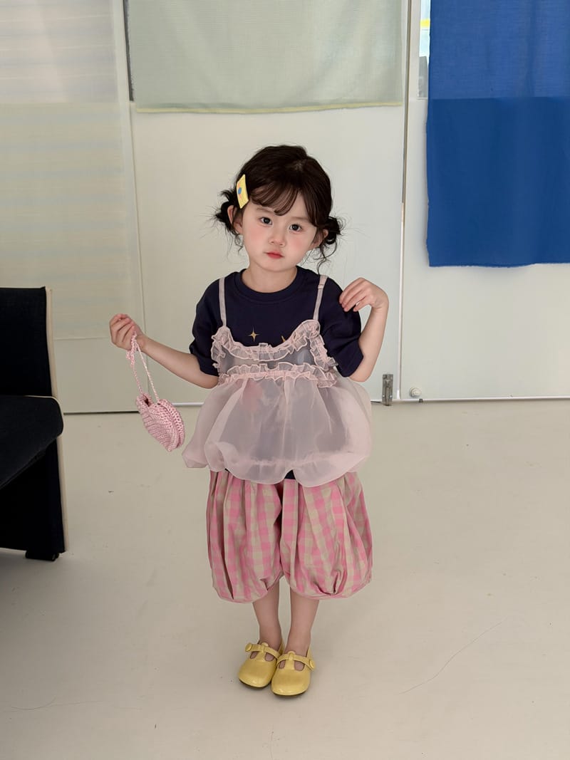 T-shirt & Tulle Tunic & Pants Set イラスト Tシャツ チュチュ チュニック パンツ【mh0012761】 Rose Pink Pants / 90cm MaiTianJi 半袖セットアップ