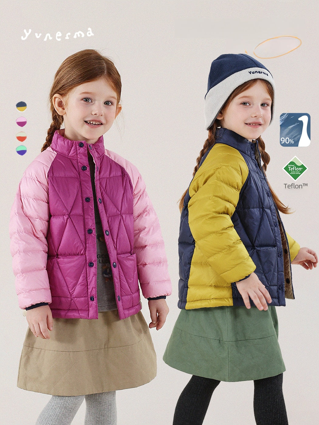 -キッズ ダウンジャケット 90%ホワイトダックダウン 撥水 軽量 アウター【mh0011344】 - mamahalo shop - ショートコート・ジャケット・ジャンパー -  べビー服 - 子供服 - 男の子 - 女の子