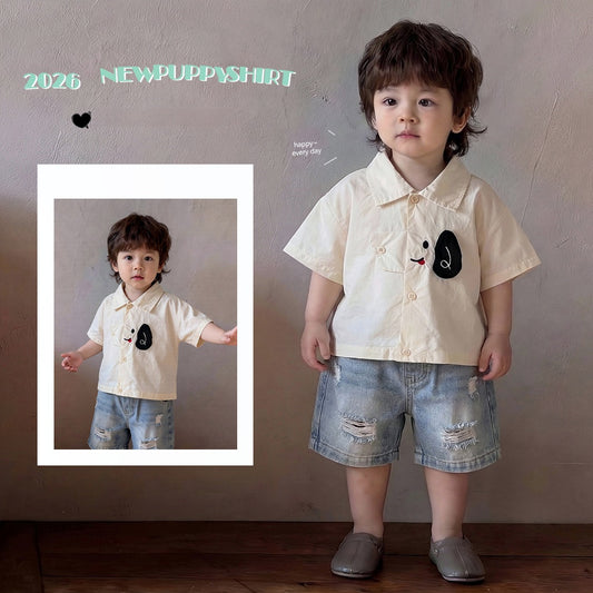 Dog Embroidery Shirt Short Sleeve T-shirt [mh0012858]