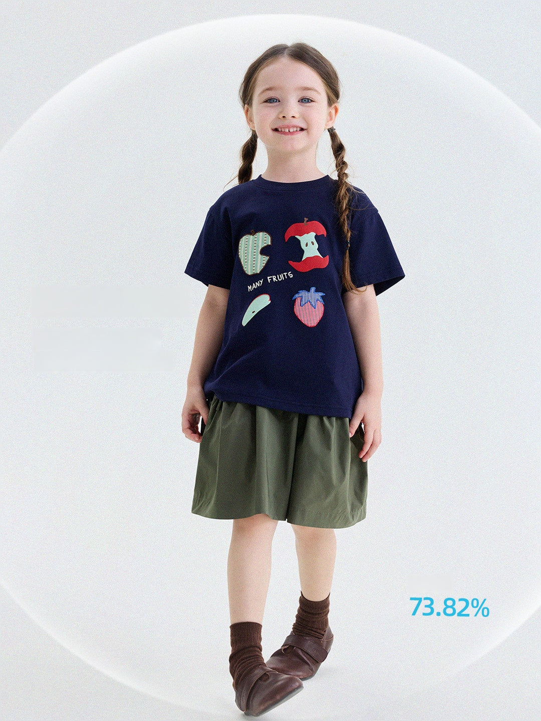 アップリケ パッチワーク 星 フルーツ クルーネック 半袖Tシャツ【mh0013743】