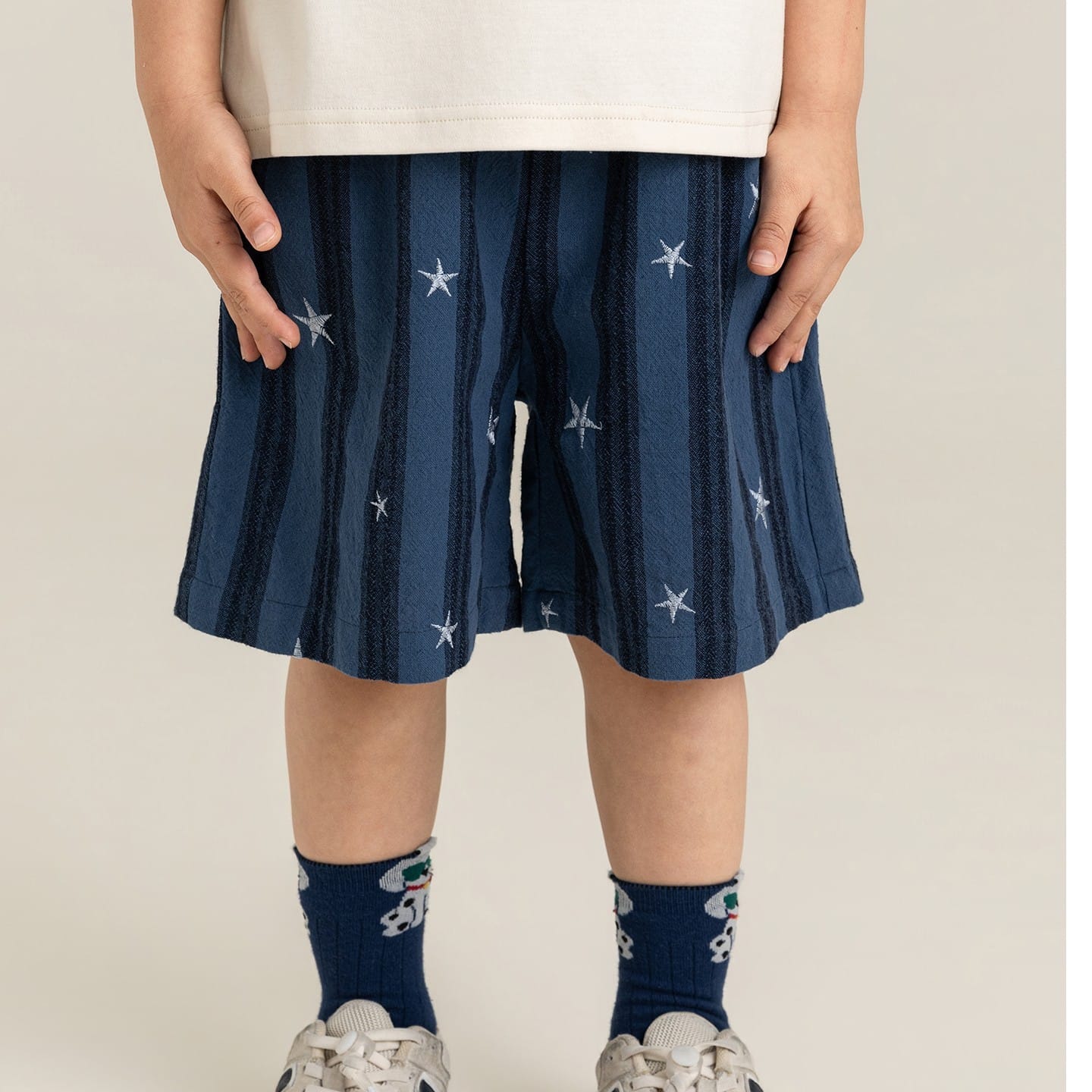 Textured Cotton Shorts ストライプ チェック ショートパンツ【mh0012728】 Blue【pre-order】 / 90cm YoehYaul ハーフパンツ・ショートパンツ