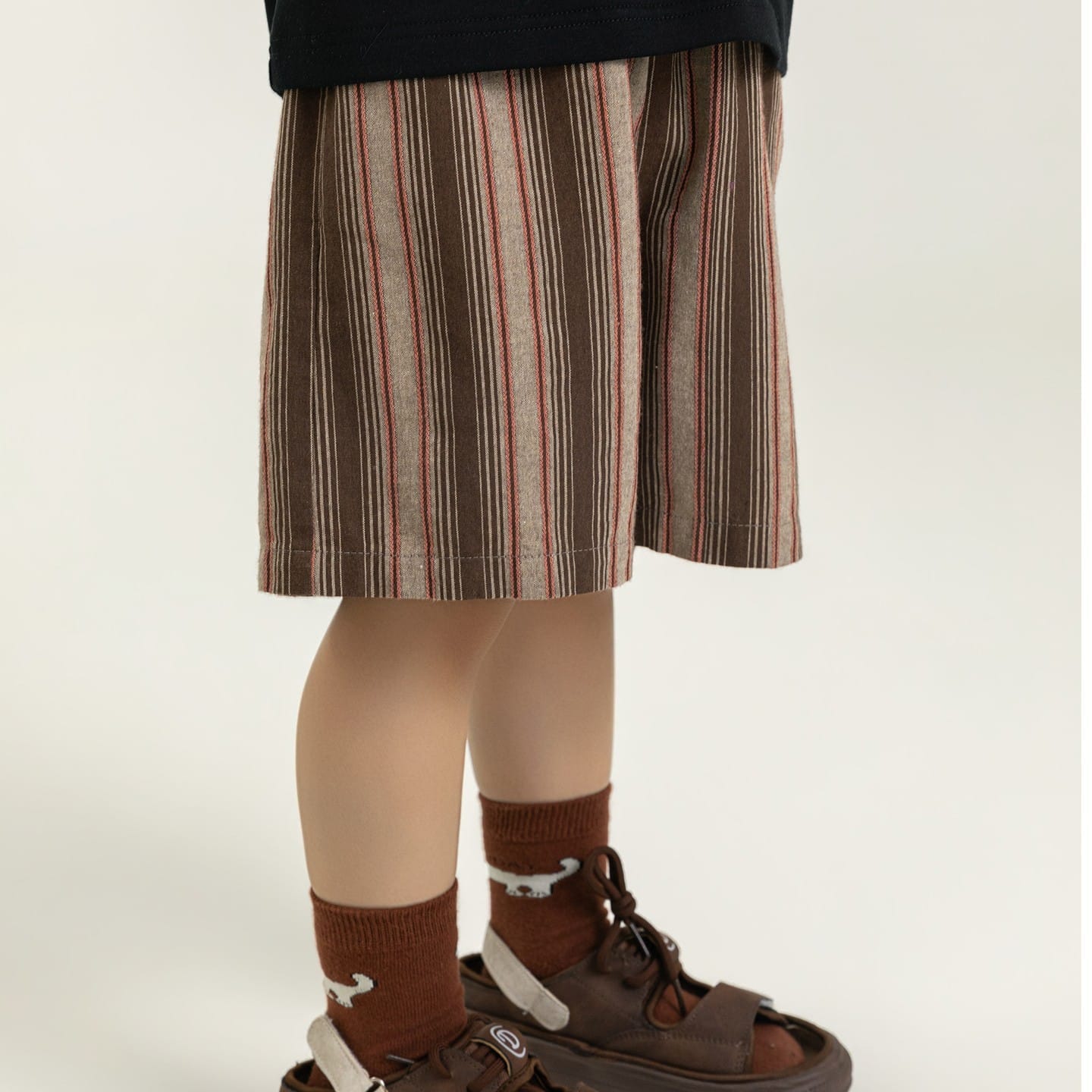 Textured Cotton Shorts ストライプ チェック ショートパンツ【mh0012728】 Coffee【pre-order】 / 90cm YoehYaul ハーフパンツ・ショートパンツ