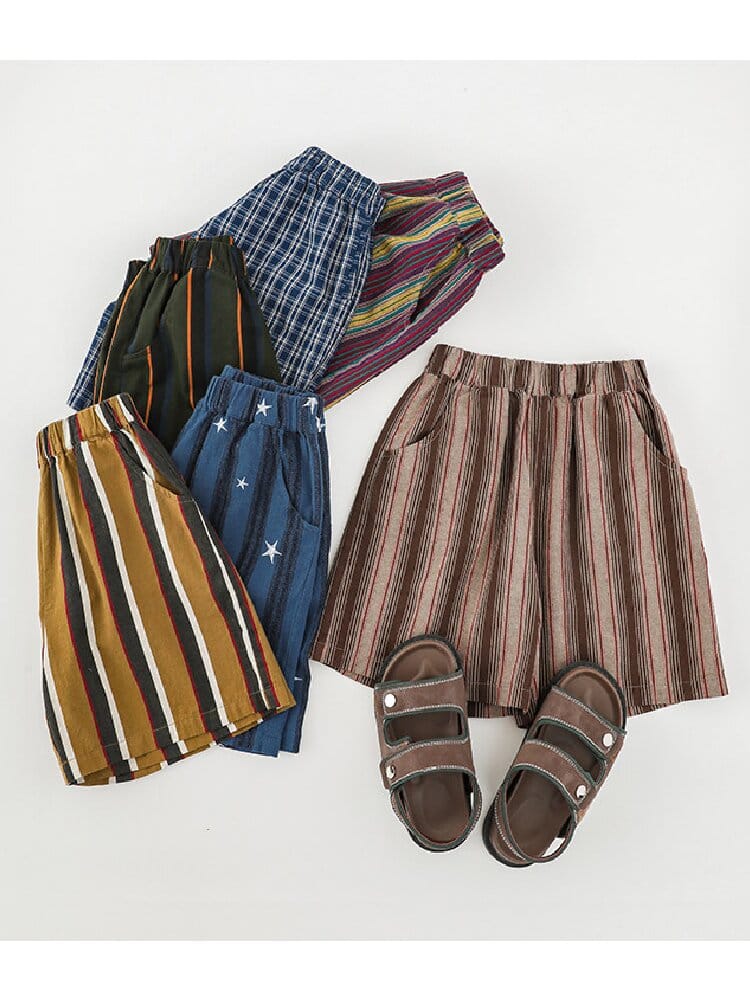 Textured Cotton Shorts ストライプ チェック ショートパンツ【mh0012728】 YoehYaul ハーフパンツ・ショートパンツ