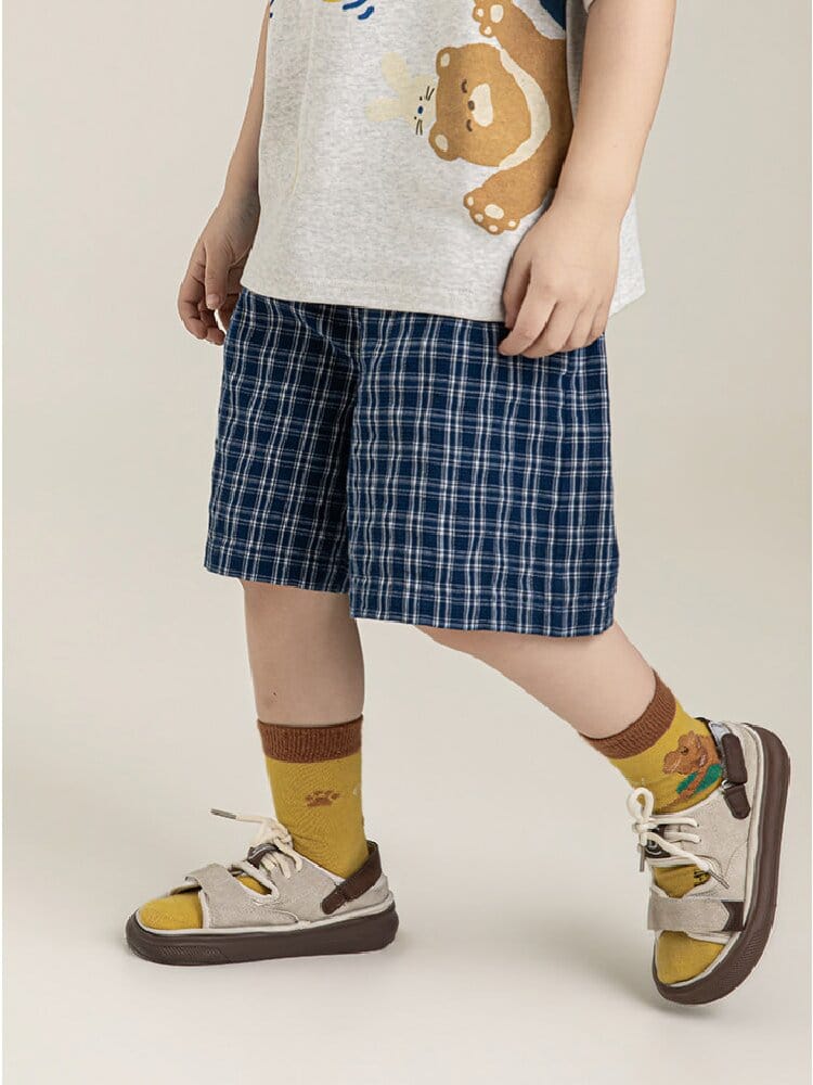 Textured Cotton Shorts ストライプ チェック ショートパンツ【mh0012728】 YoehYaul ハーフパンツ・ショートパンツ