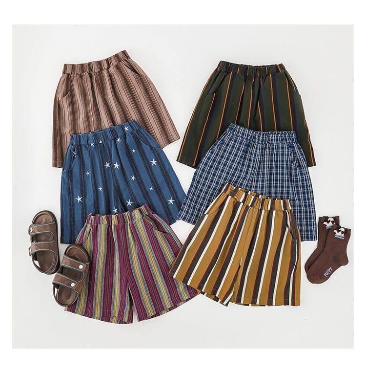 Textured Cotton Shorts ストライプ チェック ショートパンツ【mh0012728】 YoehYaul ハーフパンツ・ショートパンツ