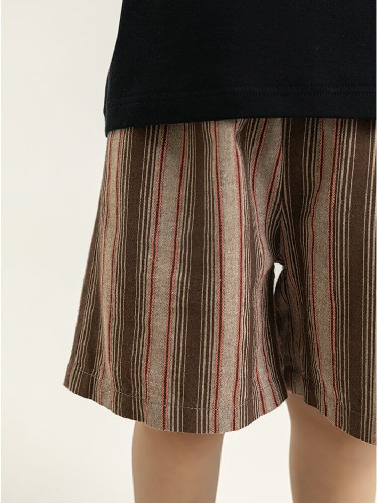 Textured Cotton Shorts ストライプ チェック ショートパンツ【mh0012728】 YoehYaul ハーフパンツ・ショートパンツ