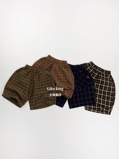 Textured Loose Fit Short Pants ブロックチェック ハーフパンツ【mh0012841】 Gikv king ハーフパンツ・ショートパンツ