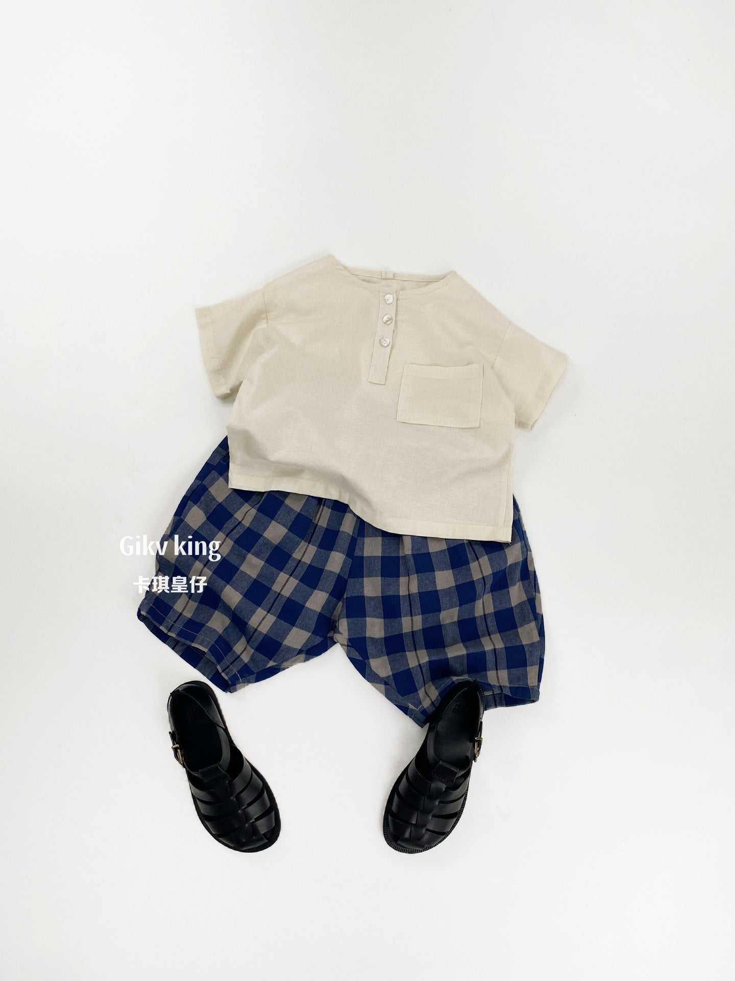 Textured Loose Fit Short Pants ブロックチェック ハーフパンツ【mh0012841】 Gikv king ハーフパンツ・ショートパンツ