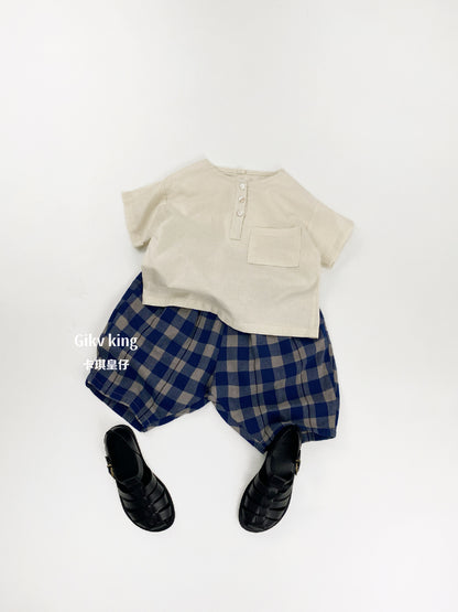 Textured Loose Fit Short Pants ブロックチェック ハーフパンツ【mh0012841】 Gikv king ハーフパンツ・ショートパンツ