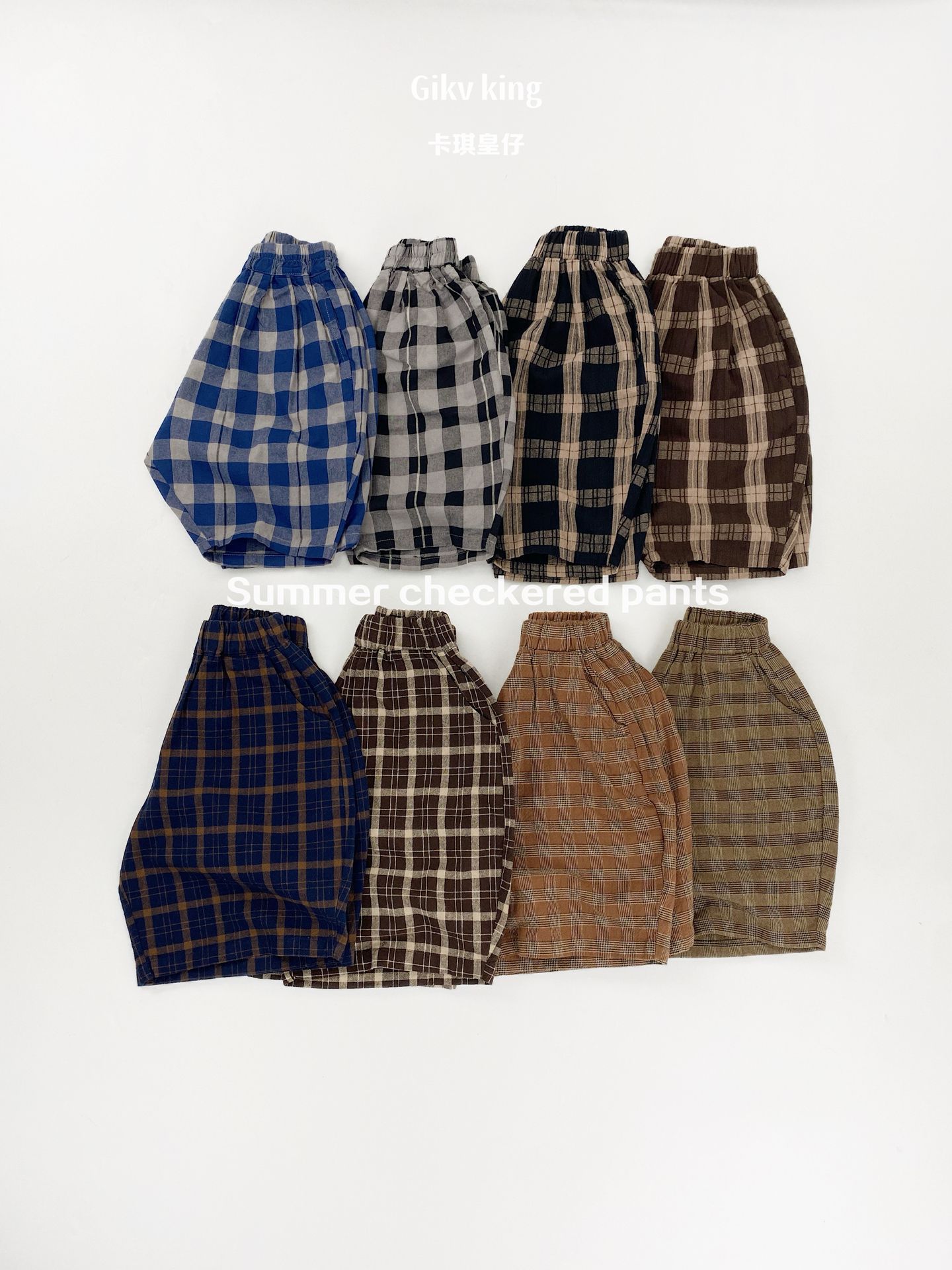 Textured Loose Fit Short Pants ブロックチェック ハーフパンツ【mh0012841】 Gikv king ハーフパンツ・ショートパンツ