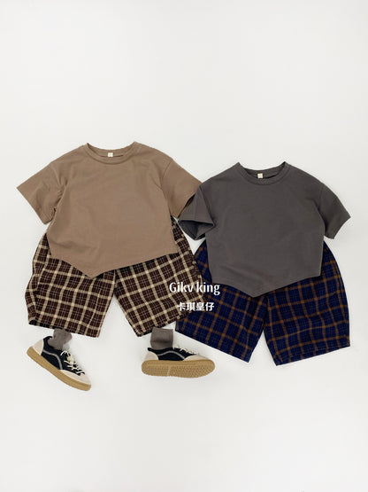 Textured Loose Fit Short Pants ブロックチェック ハーフパンツ【mh0012841】 Gikv king ハーフパンツ・ショートパンツ