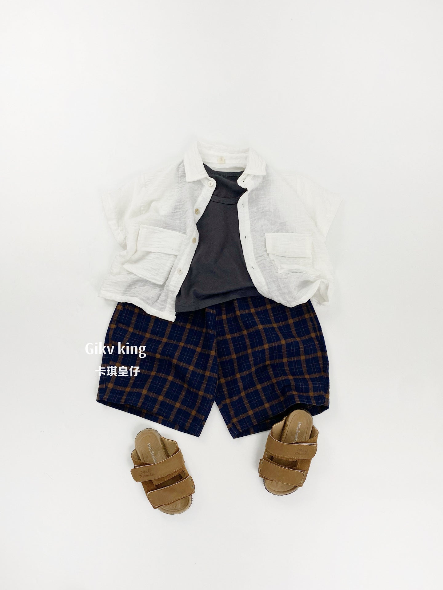 Textured Loose Fit Short Pants ブロックチェック ハーフパンツ【mh0012841】 Gikv king ハーフパンツ・ショートパンツ