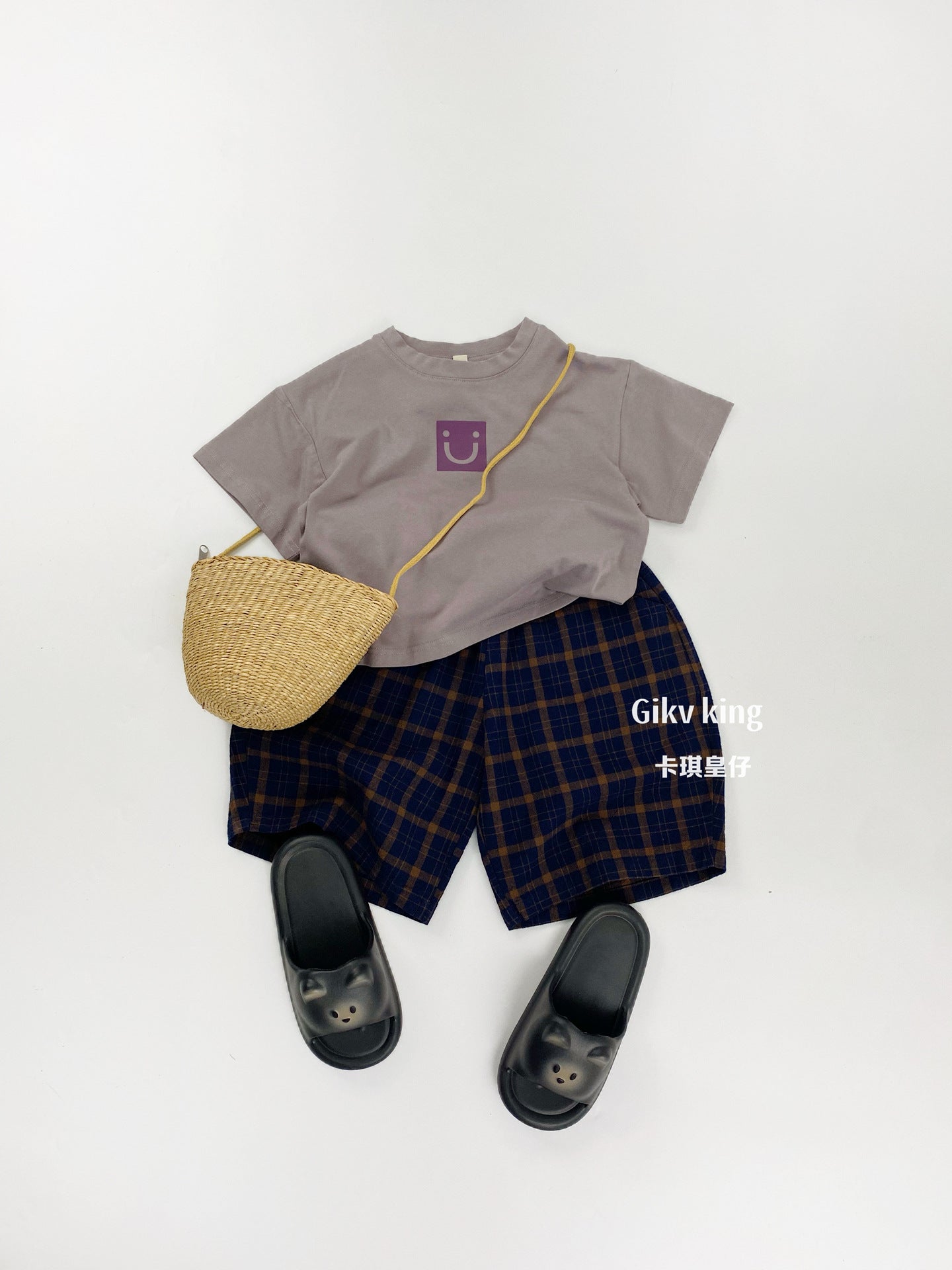 Textured Loose Fit Short Pants ブロックチェック ハーフパンツ【mh0012841】 Gikv king ハーフパンツ・ショートパンツ