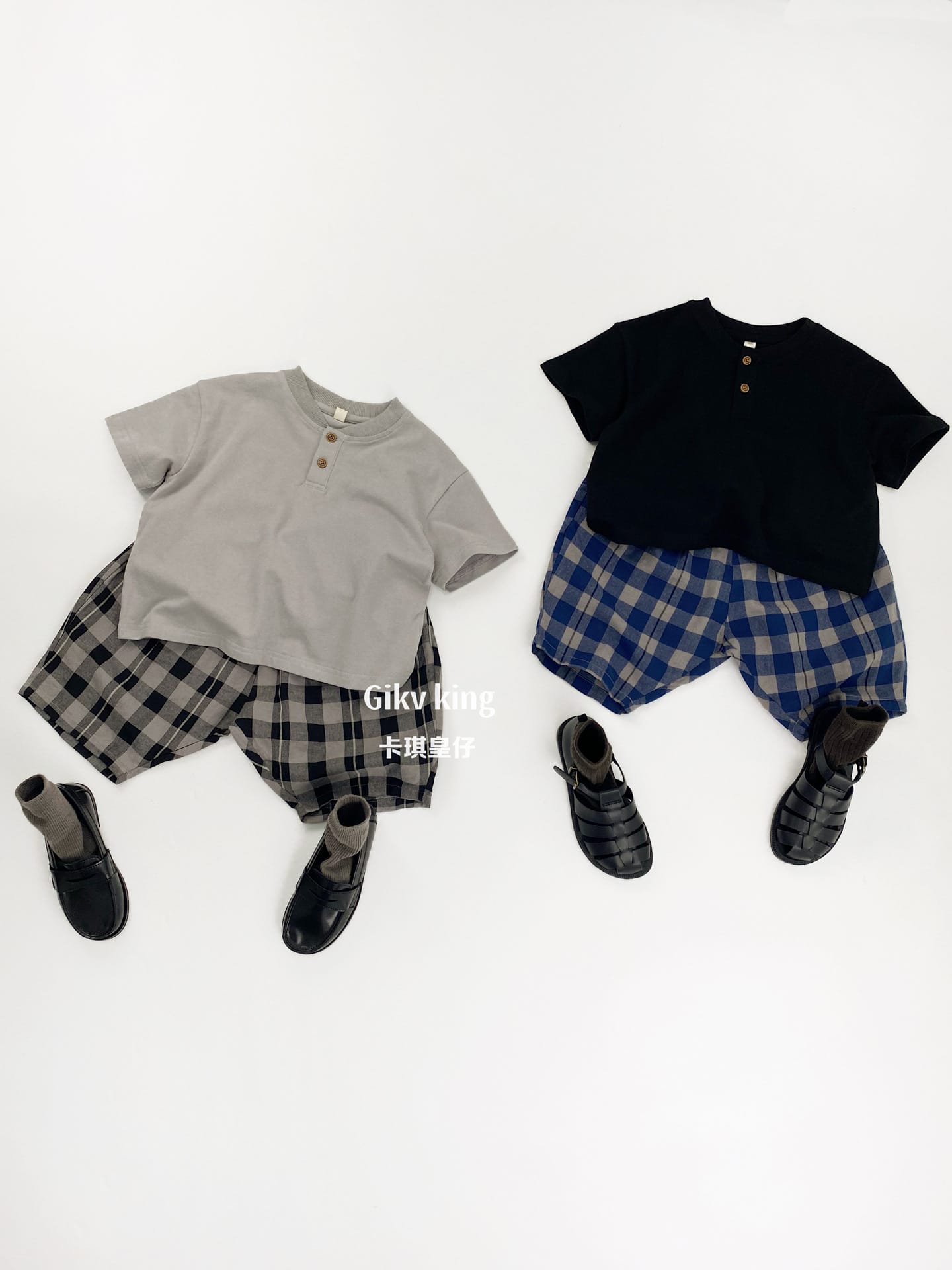 Textured Loose Fit Short Pants ブロックチェック ハーフパンツ【mh0012841】 Gikv king ハーフパンツ・ショートパンツ