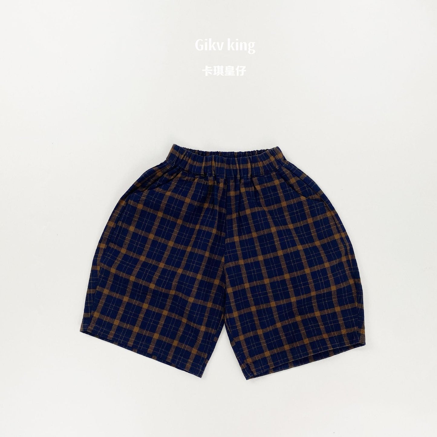 Textured Loose Fit Short Pants ブロックチェック ハーフパンツ【mh0012841】 Navy / 80cm Gikv king ハーフパンツ・ショートパンツ