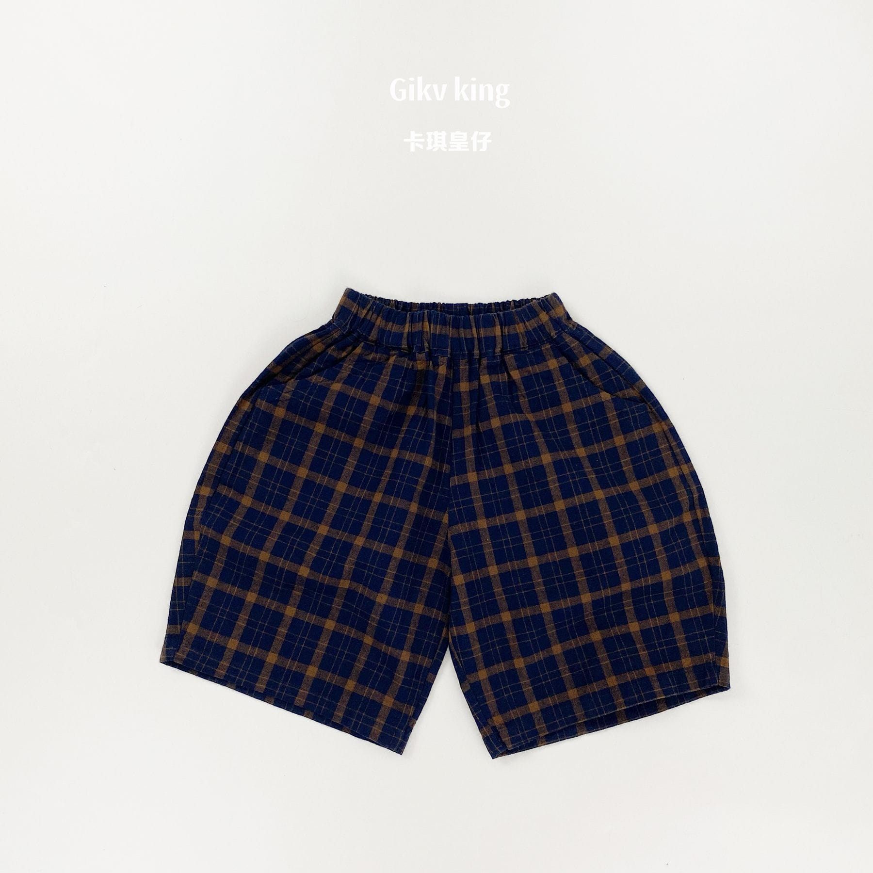 Textured Loose Fit Short Pants ブロックチェック ハーフパンツ【mh0012841】 Navy / 80cm Gikv king ハーフパンツ・ショートパンツ
