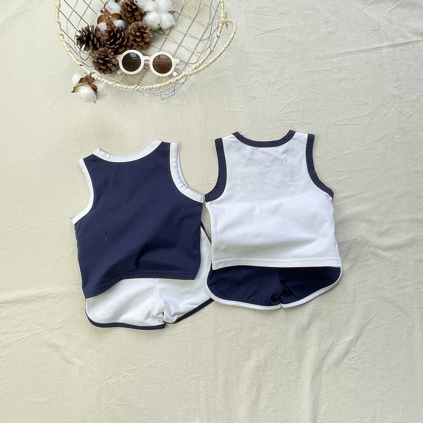 Thin Summer Casual Vest Shorts Set カジュアル セットアップ タンク ショートパンツ【mh0012298】 yi nian ni