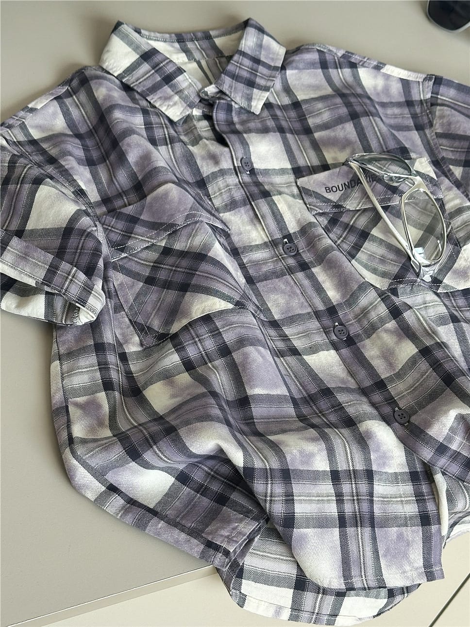 Tie-Dye Check Shirt タイダイ チェック 半袖シャツ【mh0012965】 snidols 半袖シャツ・ブラウス