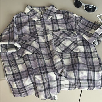Tie-Dye Check Shirt タイダイ チェック 半袖シャツ【mh0012965】 snidols 半袖シャツ・ブラウス