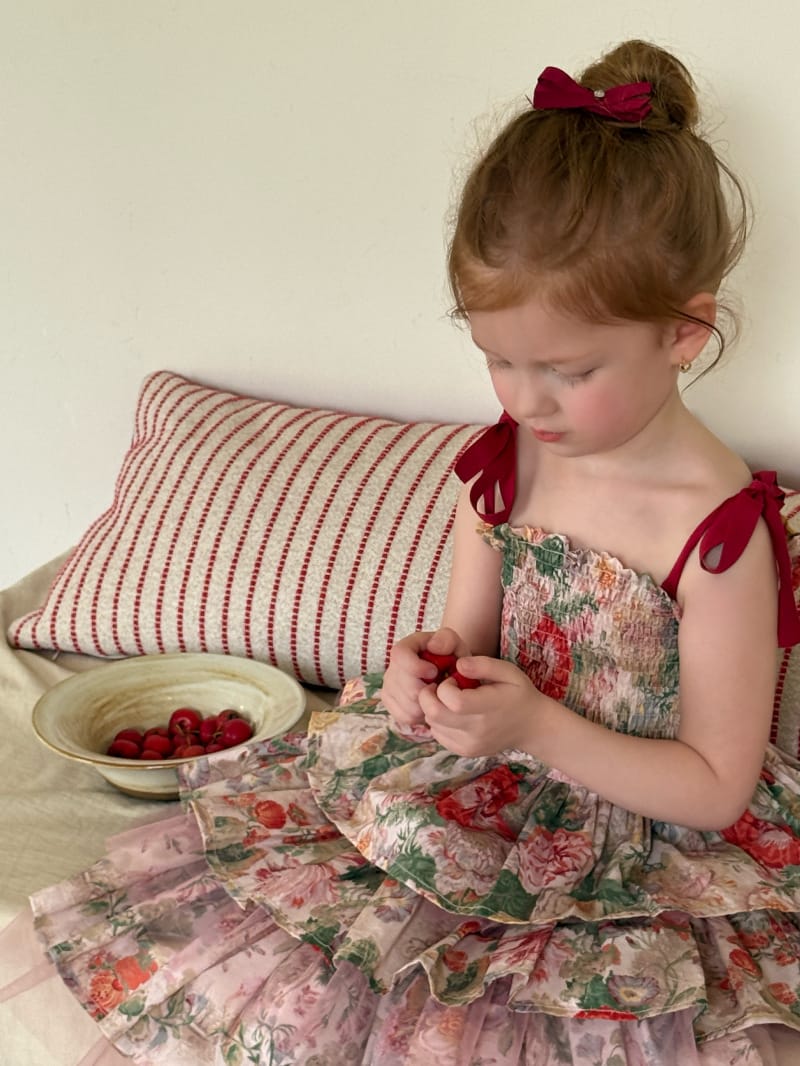 Tiered Cotton Gauze Dress 小花柄 スクエアネック キャミソールワンピース【mh0012820】 Chengle ノースリーブワンピース