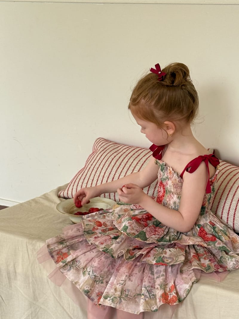Tiered Cotton Gauze Dress 小花柄 スクエアネック キャミソールワンピース【mh0012820】 Chengle ノースリーブワンピース