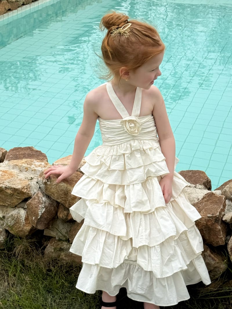 Tiered Halterneck Sun Dress フラワーモチーフ ノースリーブワンピース【mh0012823】 Chengle ノースリーブワンピース