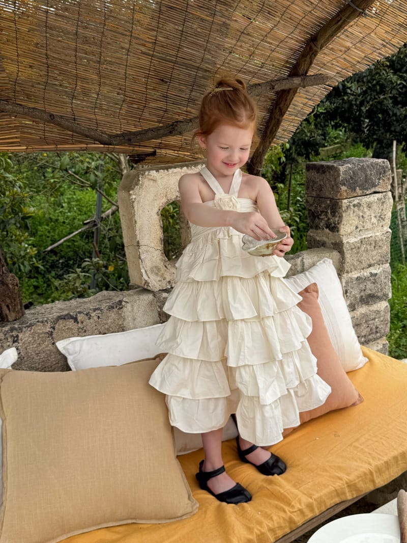 Tiered Halterneck Sun Dress フラワーモチーフ ノースリーブワンピース【mh0012823】 Chengle ノースリーブワンピース
