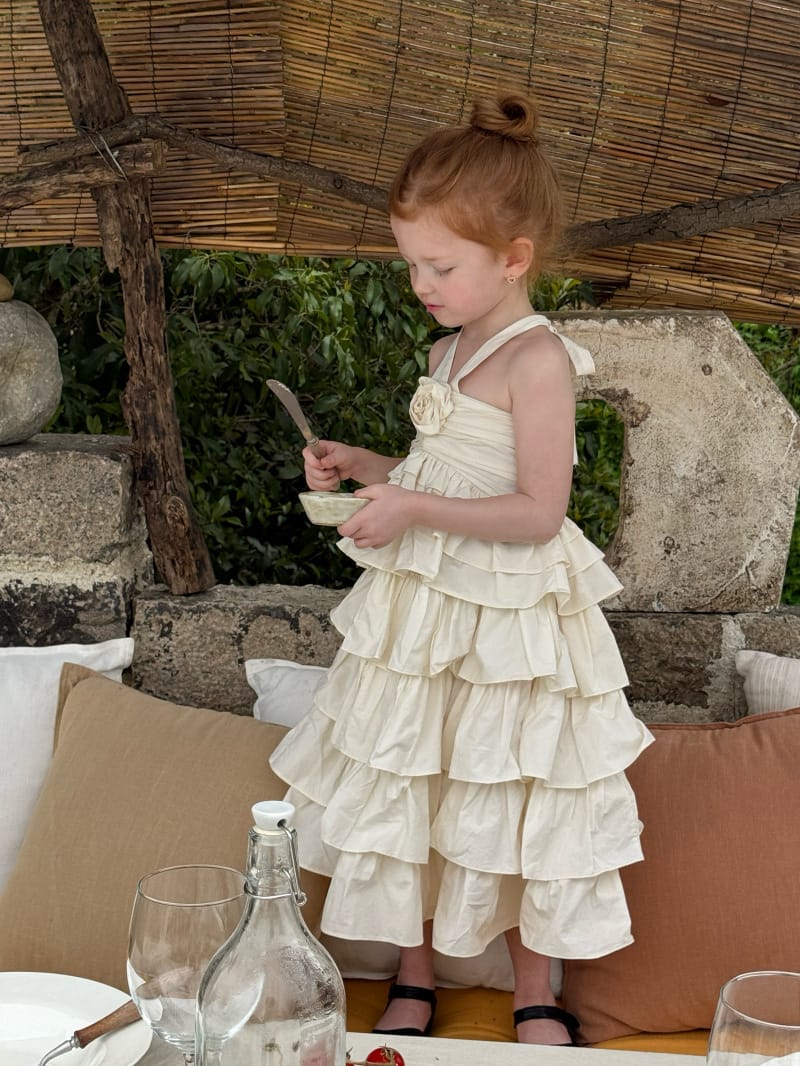 Tiered Halterneck Sun Dress フラワーモチーフ ノースリーブワンピース【mh0012823】 Chengle ノースリーブワンピース