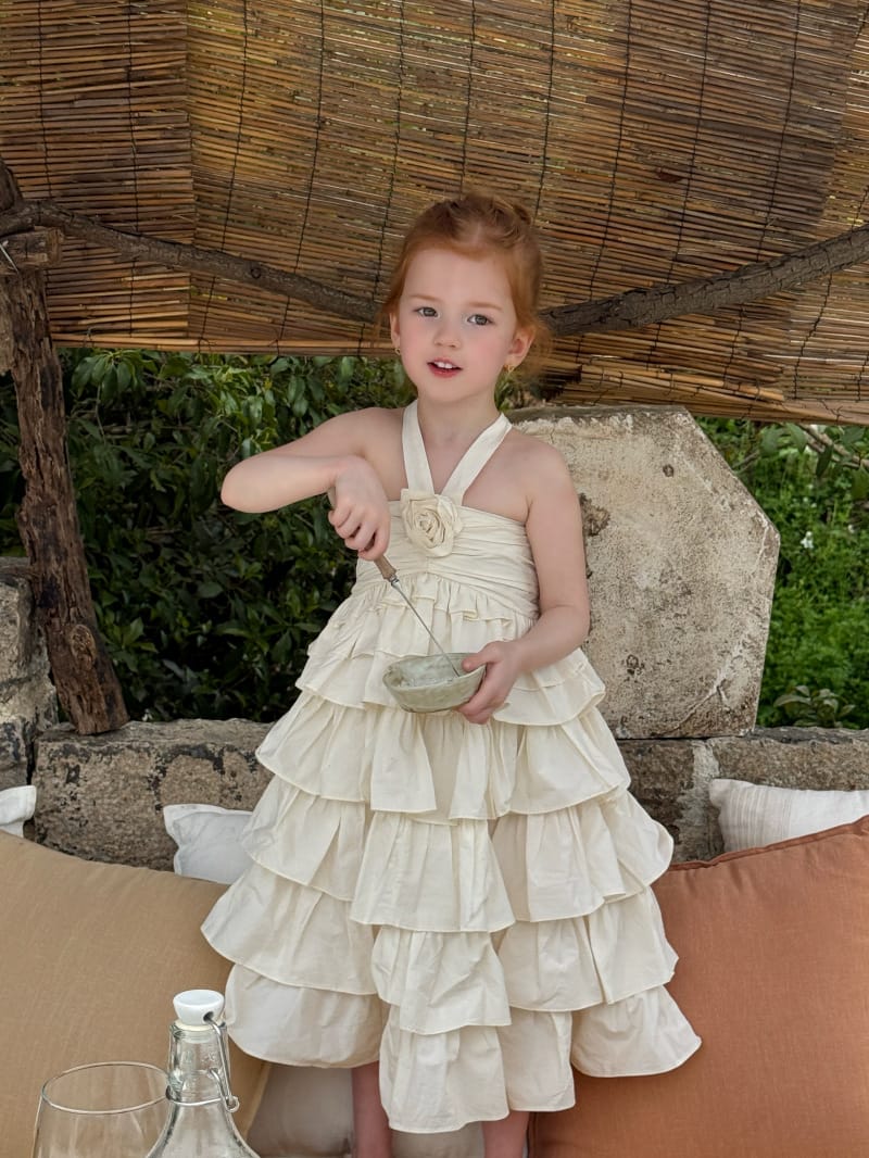 Tiered Halterneck Sun Dress フラワーモチーフ ノースリーブワンピース【mh0012823】 Chengle ノースリーブワンピース