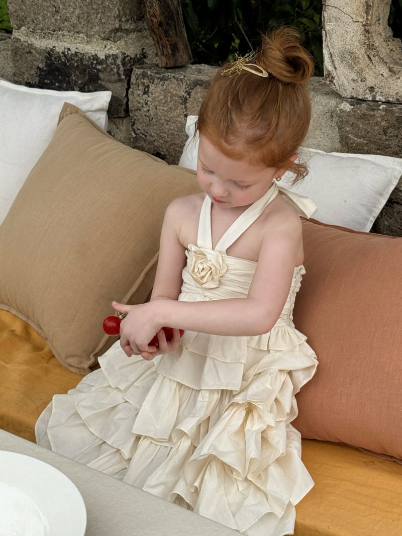 Tiered Halterneck Sun Dress フラワーモチーフ ノースリーブワンピース【mh0012823】 Chengle ノースリーブワンピース
