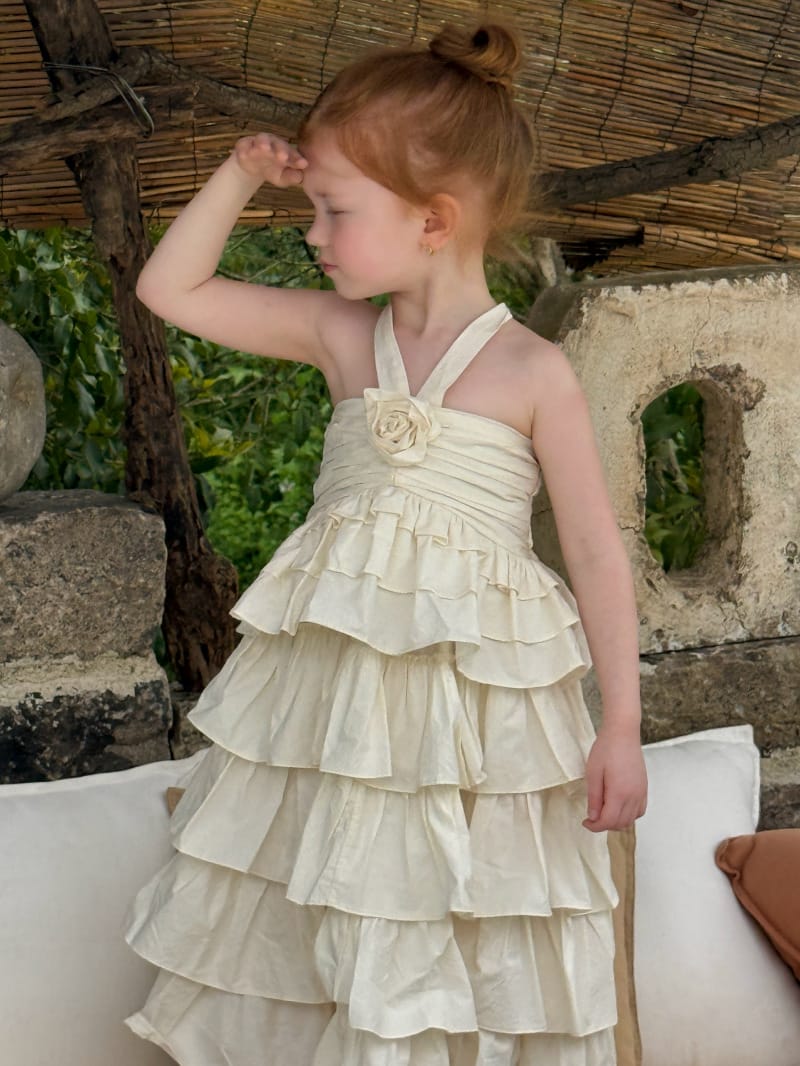 Tiered Halterneck Sun Dress フラワーモチーフ ノースリーブワンピース【mh0012823】 Chengle ノースリーブワンピース