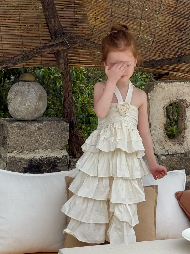 Tiered Halterneck Sun Dress フラワーモチーフ ノースリーブワンピース【mh0012823】 Chengle ノースリーブワンピース