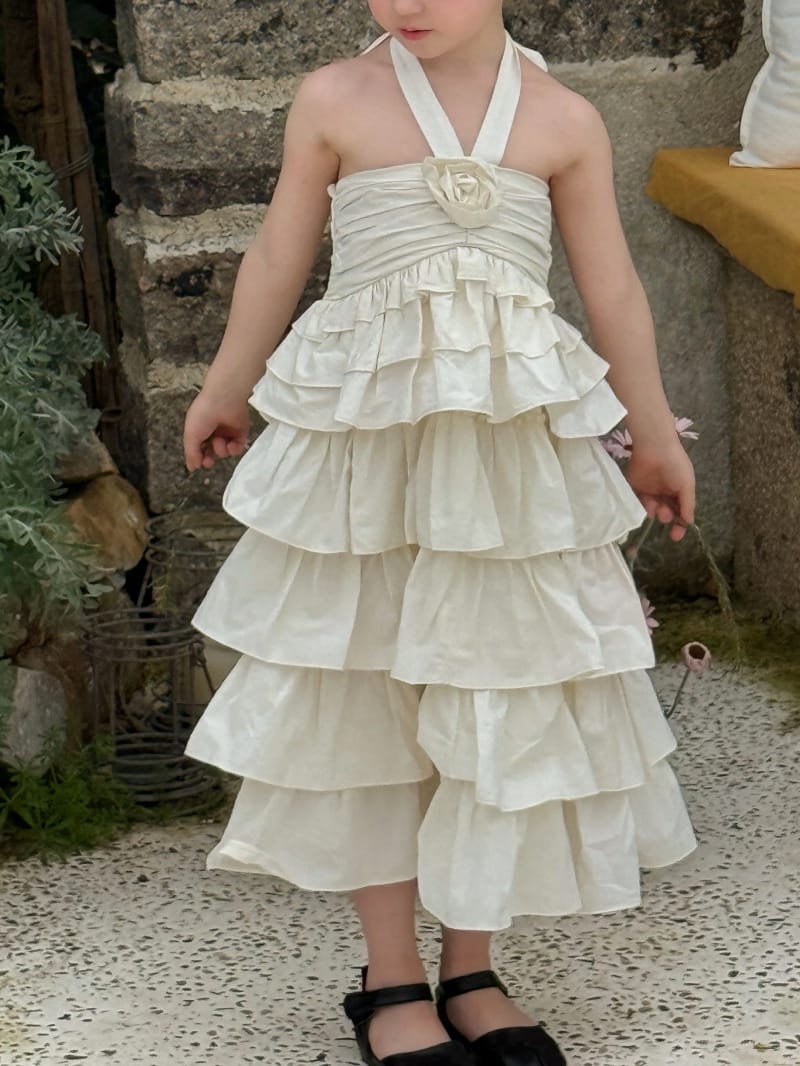 Tiered Halterneck Sun Dress フラワーモチーフ ノースリーブワンピース【mh0012823】 Chengle ノースリーブワンピース