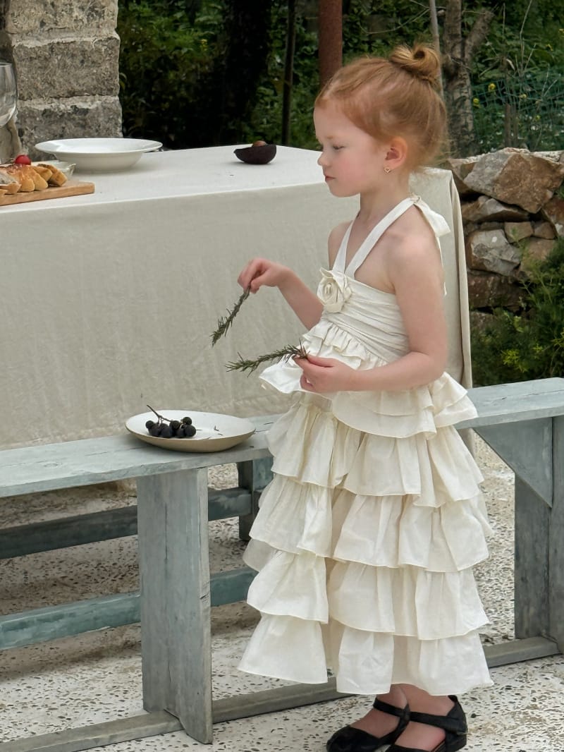 Tiered Halterneck Sun Dress フラワーモチーフ ノースリーブワンピース【mh0012823】 Chengle ノースリーブワンピース