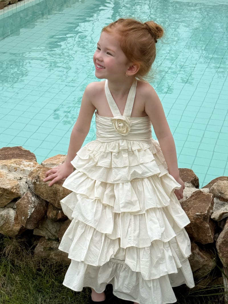 Tiered Halterneck Sun Dress フラワーモチーフ ノースリーブワンピース【mh0012823】 Chengle ノースリーブワンピース