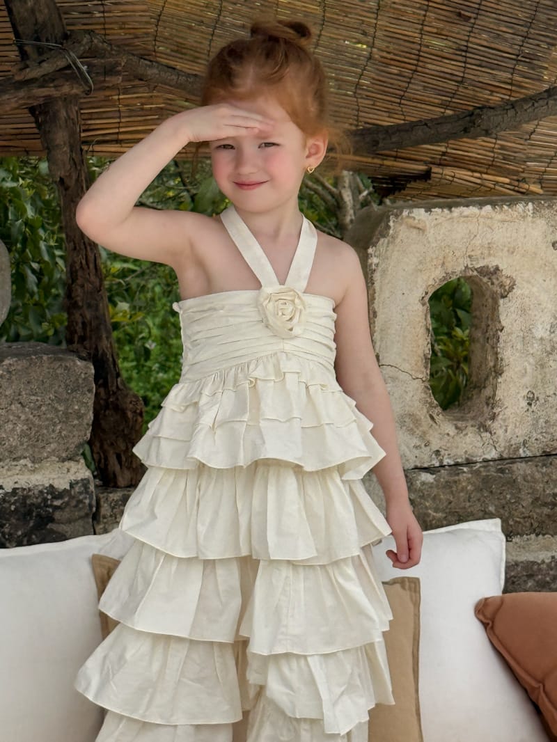 Tiered Halterneck Sun Dress フラワーモチーフ ノースリーブワンピース【mh0012823】 Chengle ノースリーブワンピース