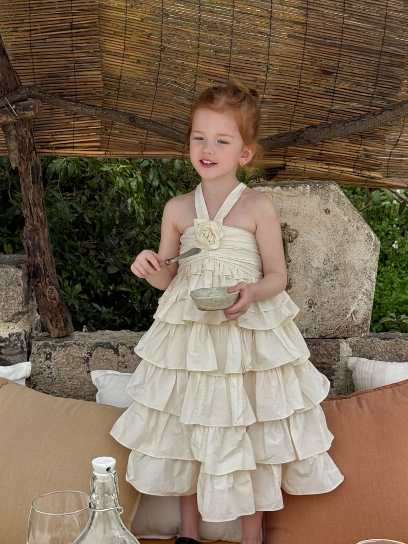 Tiered Halterneck Sun Dress フラワーモチーフ ノースリーブワンピース【mh0012823】 Chengle ノースリーブワンピース