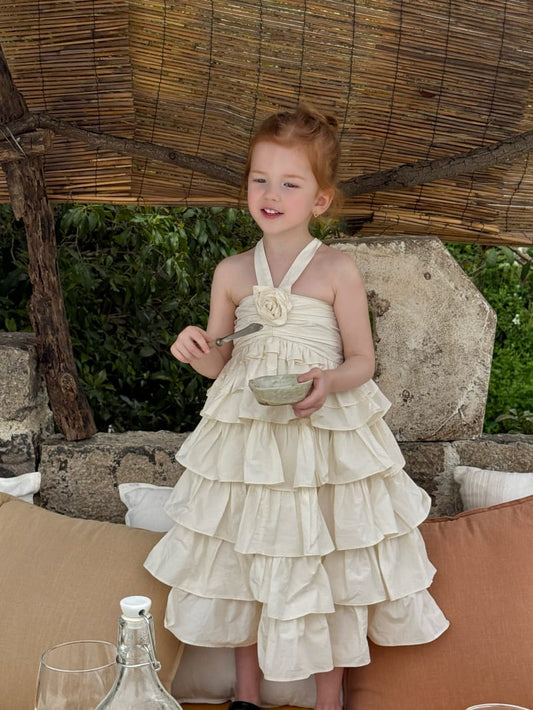 Tiered Halterneck Sun Dress フラワーモチーフ ノースリーブワンピース【mh0012823】 Chengle ノースリーブワンピース